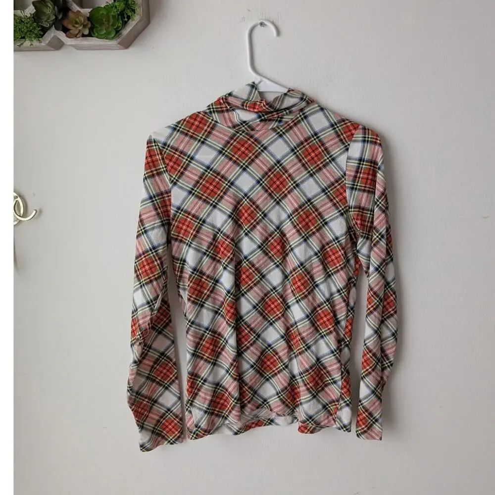 J.Crew plaid stretch knit turtleneck